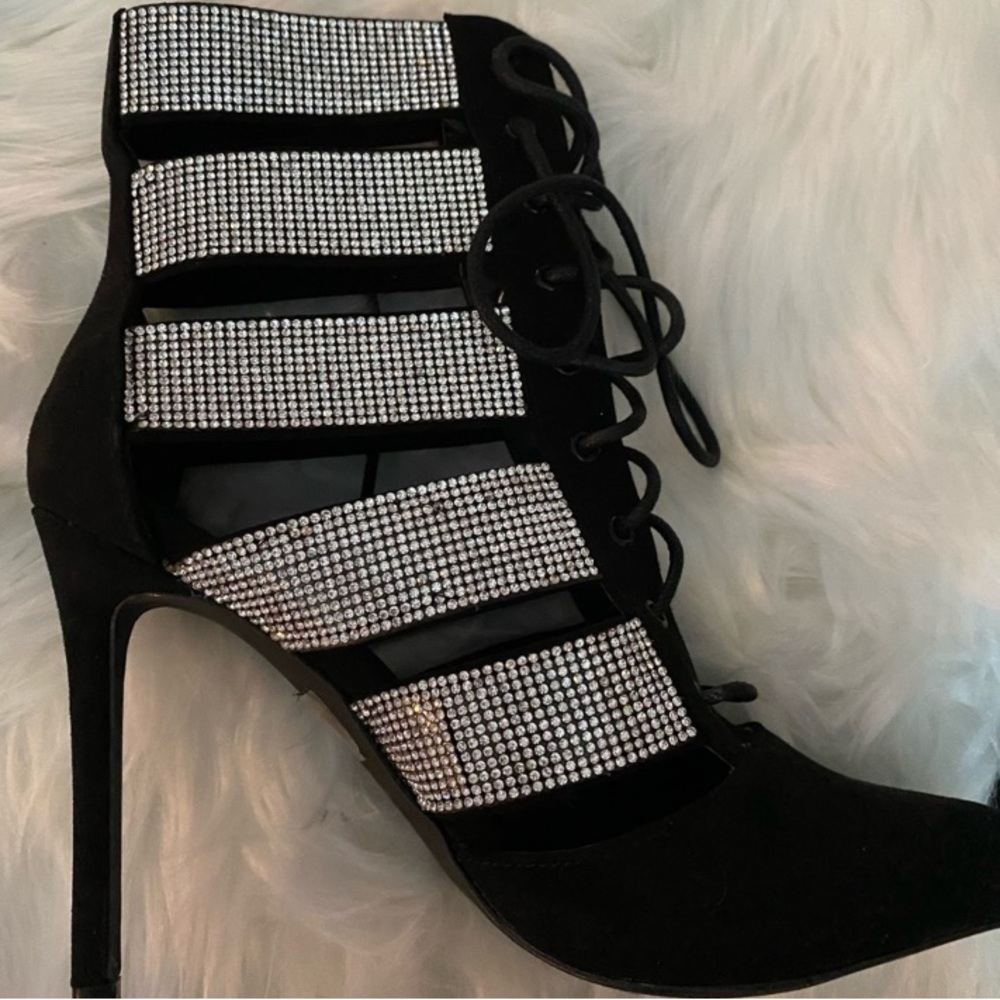 Rhinestone Lace Up Booties - Picture 5 of 12